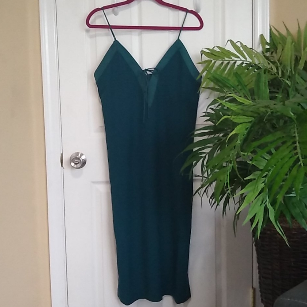 ✨💯✨Green Slitted Slip Dress
